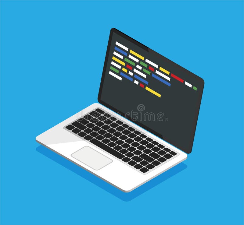 Isometric Laptop with Programming Code on a Display. Stock Vector ...