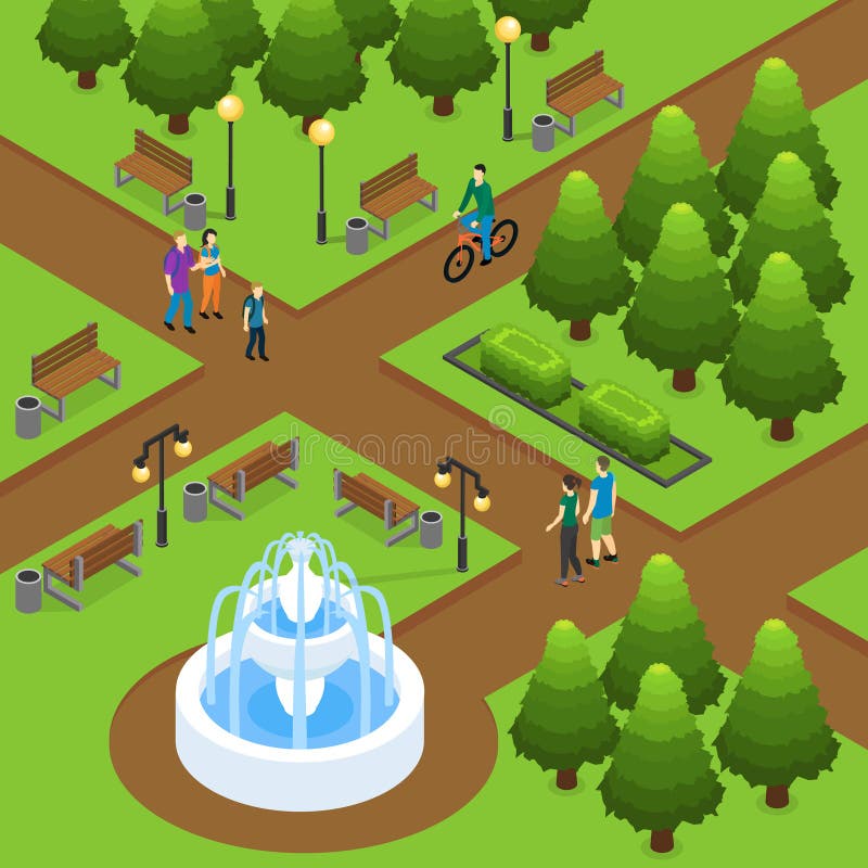 Isometric lato parka pojęcie royalty ilustracja Isometric lato parka pojęcie royalty ilustracja