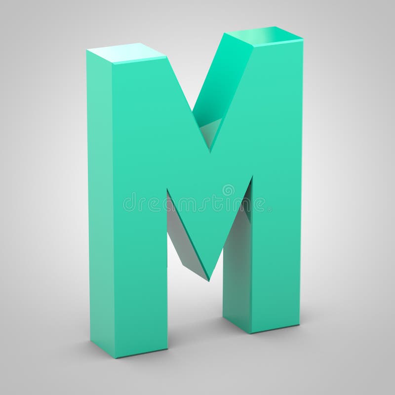 Isometric Letter M Uppercase on White Background Stock Illustration