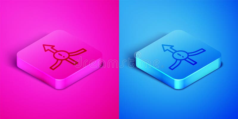 Isometric line Arrow icon isolated on pink and blue background. Direction Arrowhead symbol. Navigation pointer sign royalty free illustration