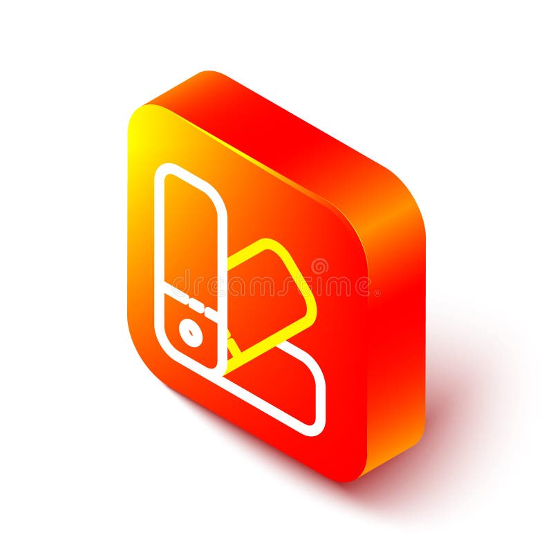 Isometric line Color palette guide icon isolated on white background. Orange square button. Vector Illustration royalty free illustration