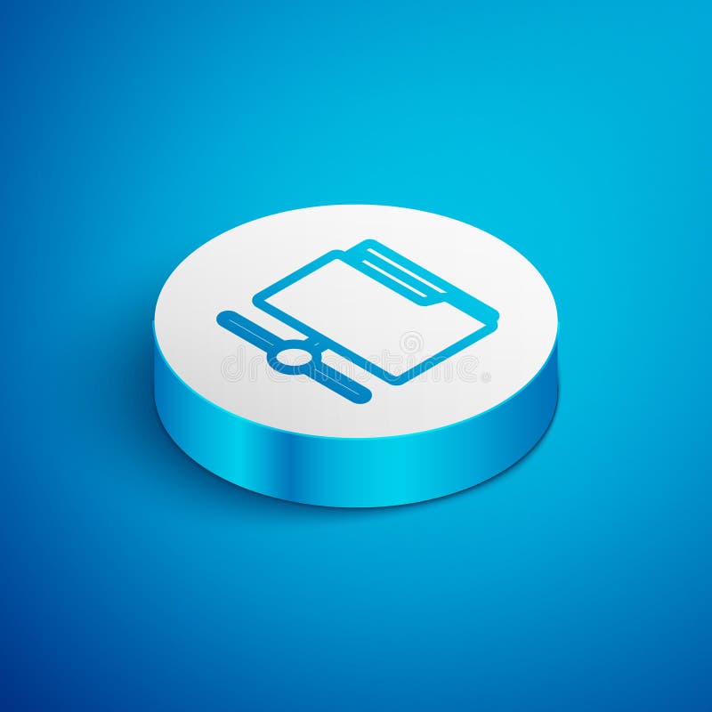 Isometric line FTP folder icon isolated on blue background. Software update, transfer protocol, router, teamwork tool stock illustration