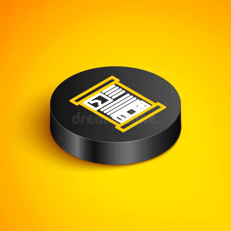 Isometric line Game guide icon isolated on yellow background. User manual, instruction, guidebook, handbook. Black stock illustration