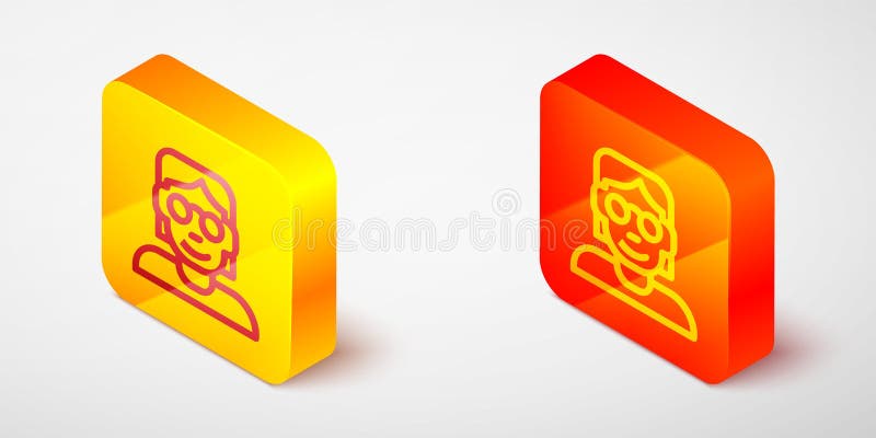 Isometric line Hacker or coder icon isolated on grey background. Programmer developer working on code, coding, testing stock illustration