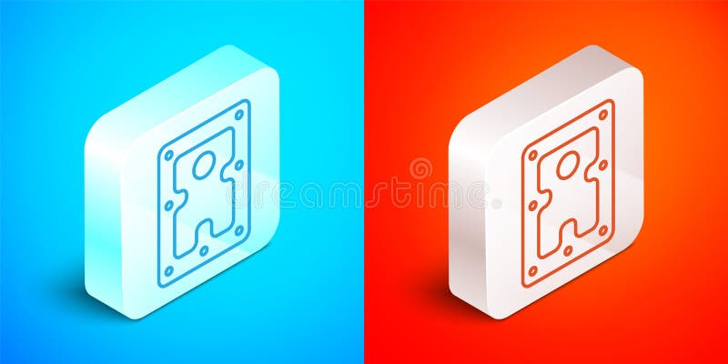 ubrugt etc patrulje Isometric Line Hard Disk Drive HDD Icon Isolated on Blue and Red  Background. Silver Square Button Stock Vector - Illustration of outline,  network: 221707164