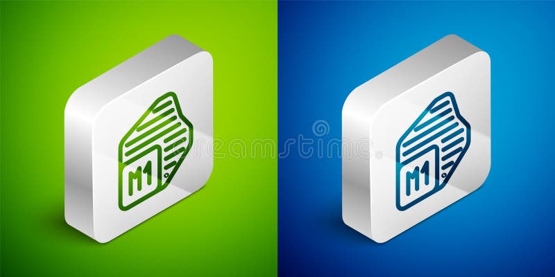 Isometric line Processor icon isolated on green and blue background. CPU, central processing unit, microchip stock illustration