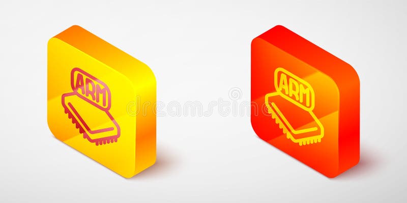 Isometric line Processor icon isolated on grey background. CPU, central processing unit, microchip, microcircuit royalty free illustration