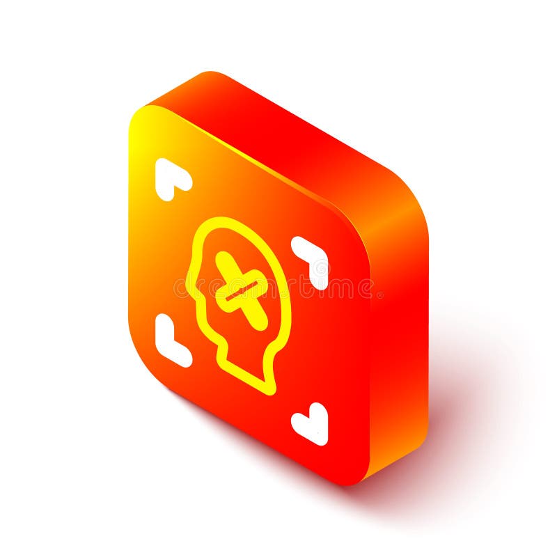 Isometric line Rejection face recognition icon isolated on white background. Face identification scanner icon. Facial id royalty free illustration