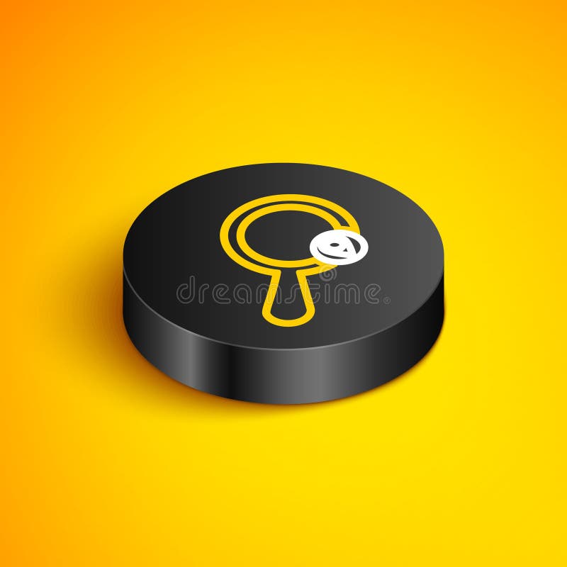 Isometric Line Search Location Icon Isolated on Yellow Background