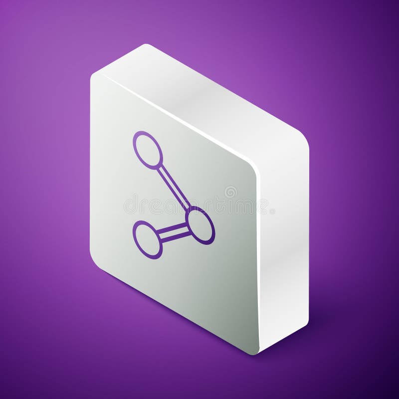 Isometric line Share icon isolated on purple background. Share, sharing, communication pictogram, social media stock illustration