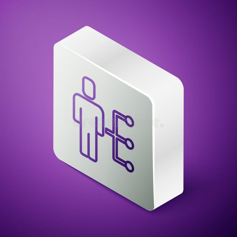 Isometric line User of man in business suit icon isolated on purple background. Business avatar symbol user profile icon royalty free illustration