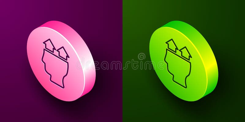 Isometric line User of man icon isolated on purple and green background. Business avatar symbol user profile icon. Male vector illustration