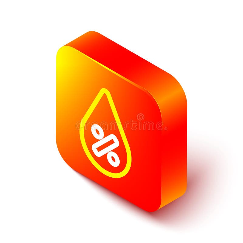 Isometric Line Water Drop Percentage Icon Isolated on White Background ...
