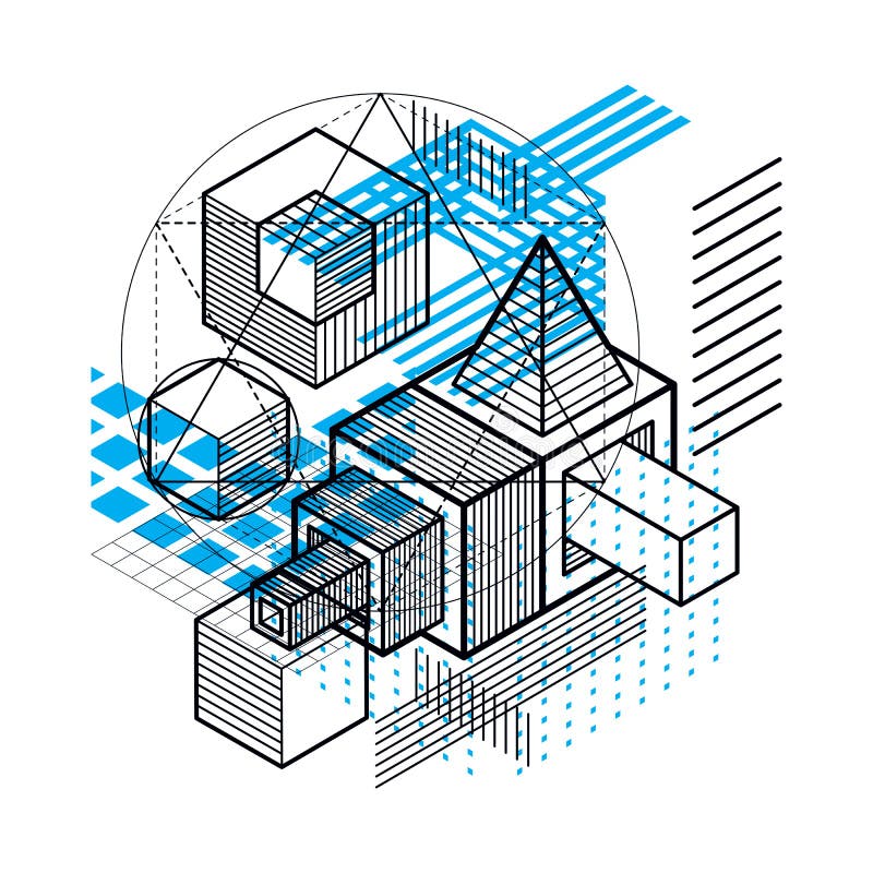Isometric linear abstract vector background, lined abstraction. vector illustration