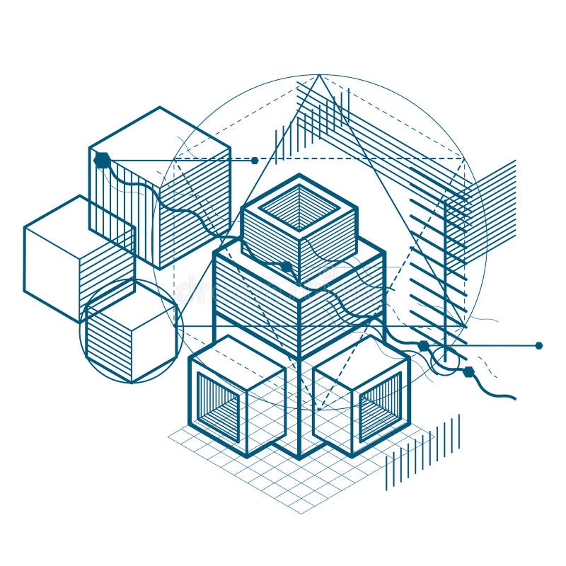 Isometric linear abstract vector background, lined abstraction. vector illustration
