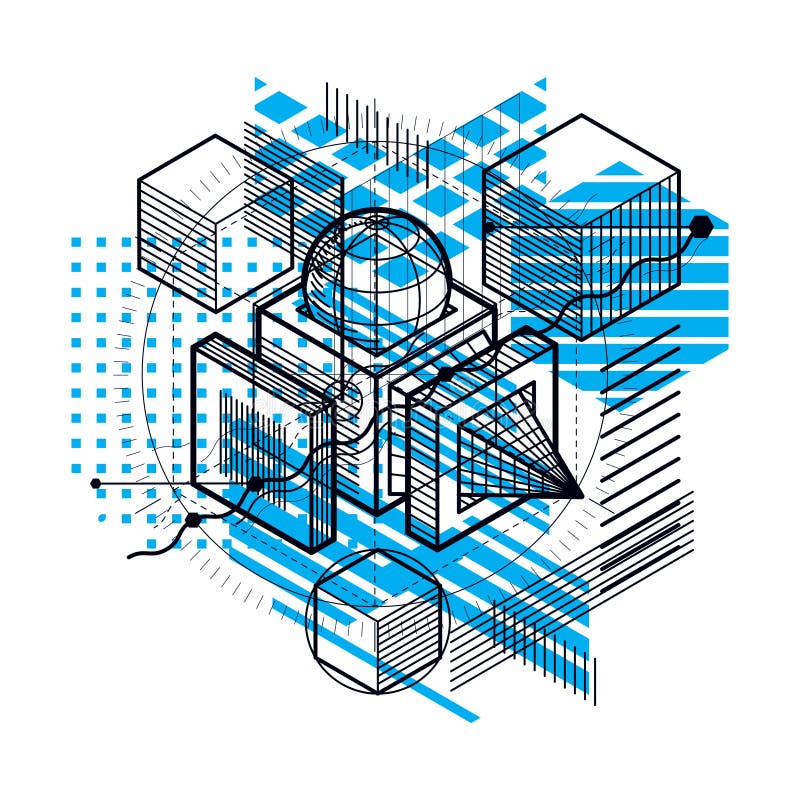 Isometric linear abstract vector background, lined abstraction. stock illustration
