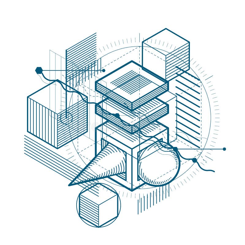 Isometric linear abstract vector background, lined abstraction. vector illustration