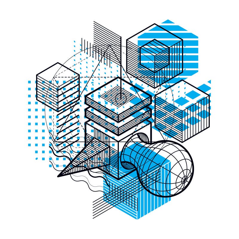 Isometric linear abstract vector background, lined abstraction. vector illustration
