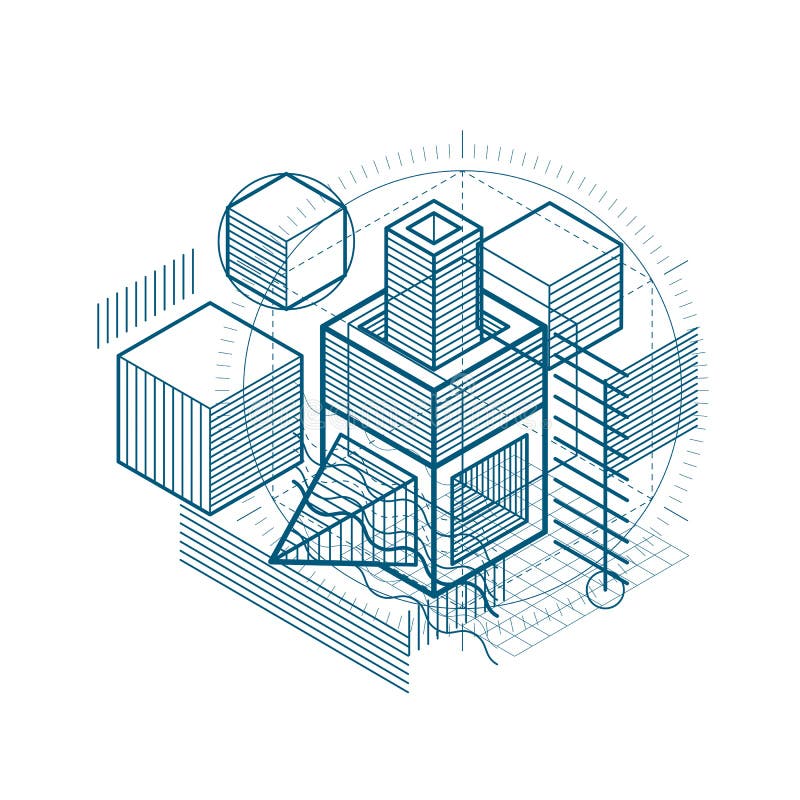 Isometric linear abstract vector background, lined abstraction. vector illustration