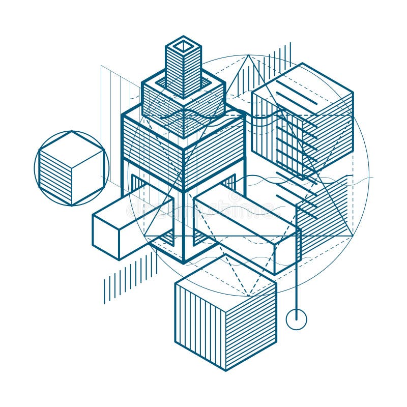 Isometric linear abstract vector background, lined abstraction. vector illustration