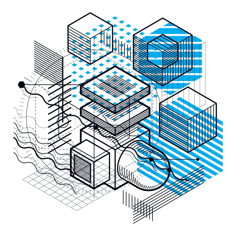 Isometric linear abstract vector background, lined abstraction. vector illustration