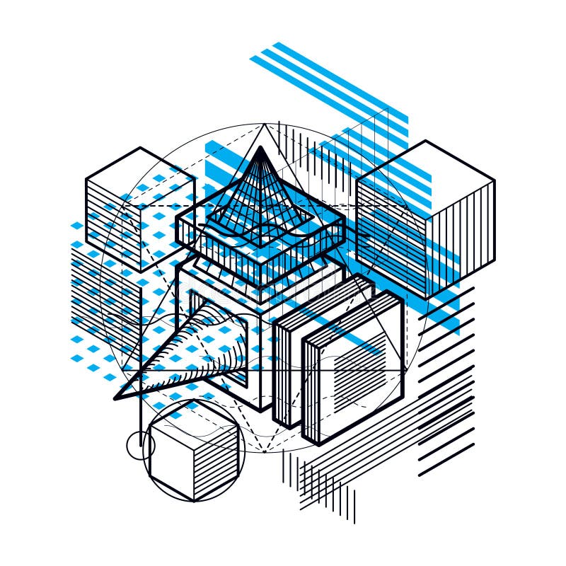 Isometric linear abstract vector background, lined abstraction. vector illustration