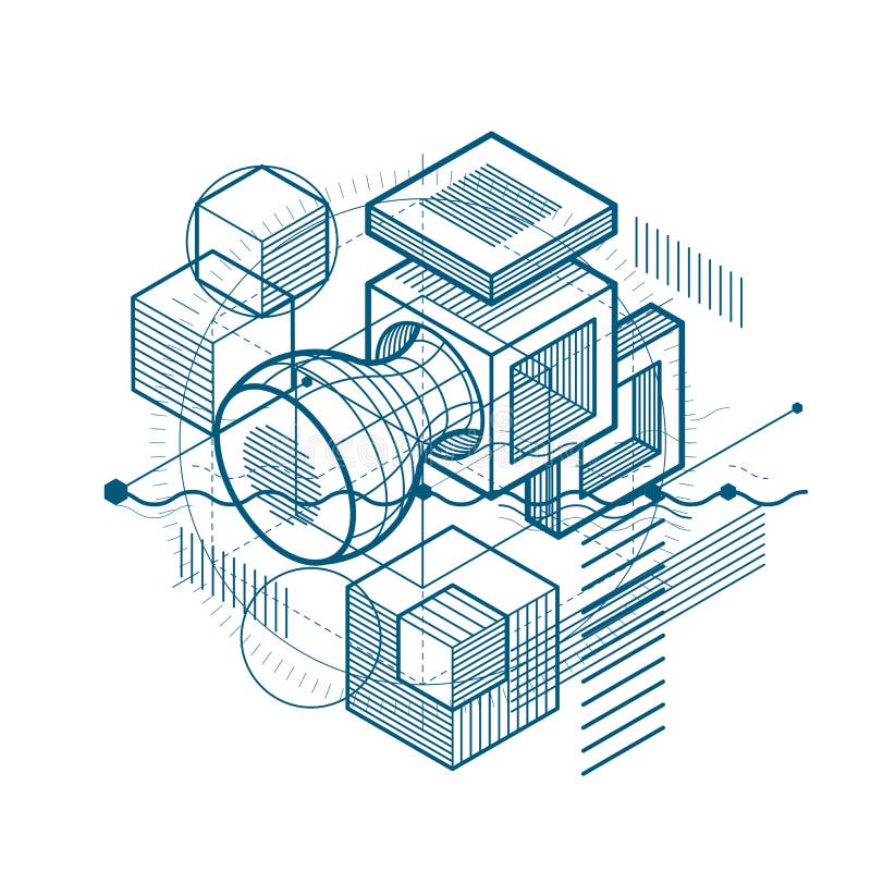 Isometric linear abstract vector background, lined abstraction. vector illustration
