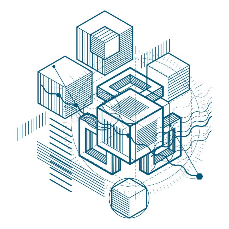 Isometric linear abstract vector background, lined abstraction. vector illustration