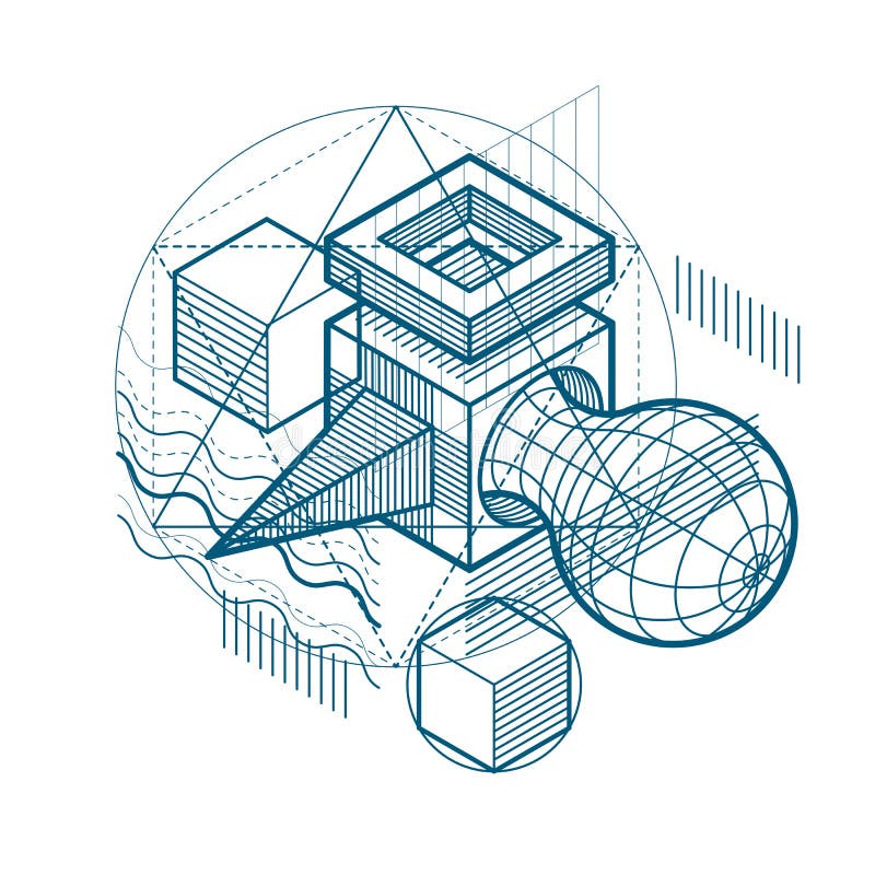 Isometric linear abstract vector background, lined abstraction. vector illustration