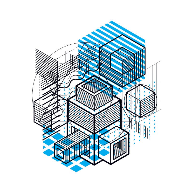 Isometric linear abstract vector background, lined abstraction. royalty free illustration