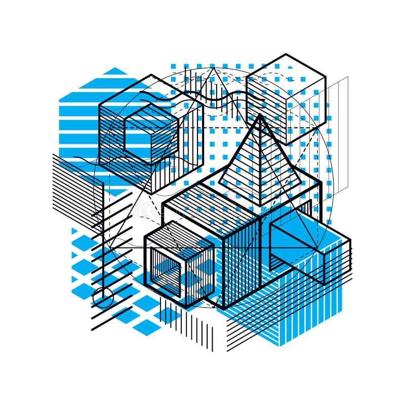 Isometric linear abstract vector background, lined abstraction. royalty free illustration