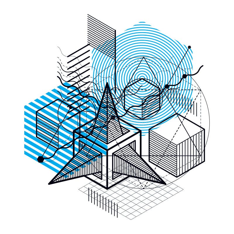 Isometric linear abstract vector background, lined abstraction. royalty free illustration
