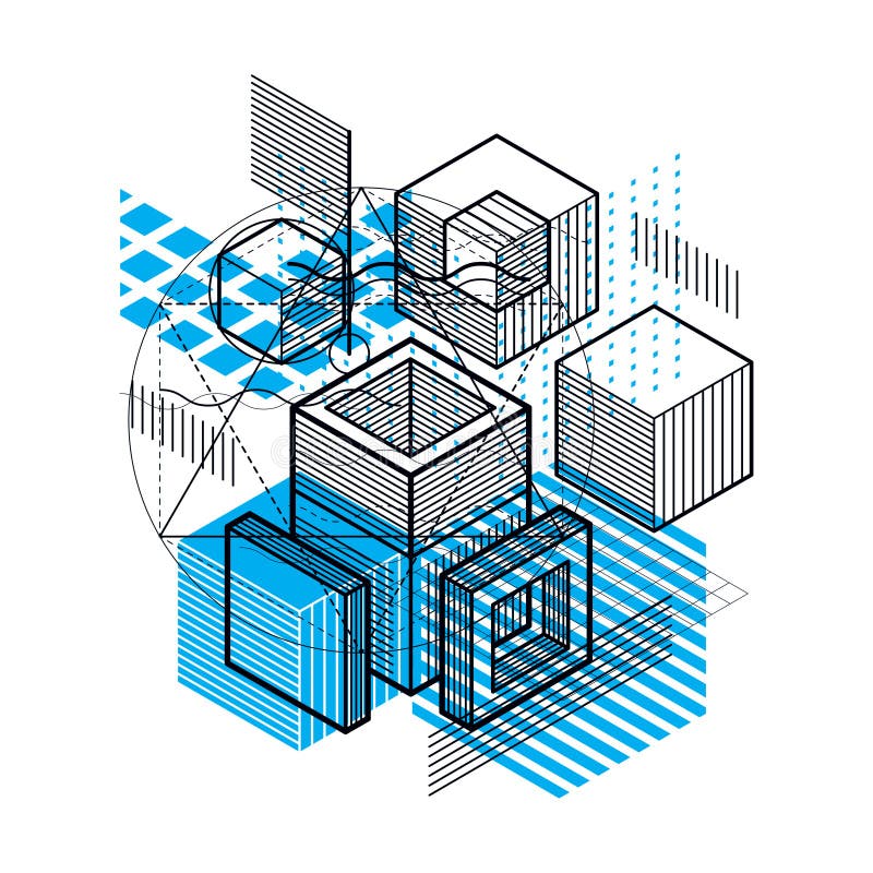Isometric linear abstract vector background, lined abstraction. vector illustration