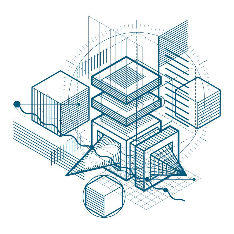 Isometric linear abstract vector background, lined abstraction. vector illustration