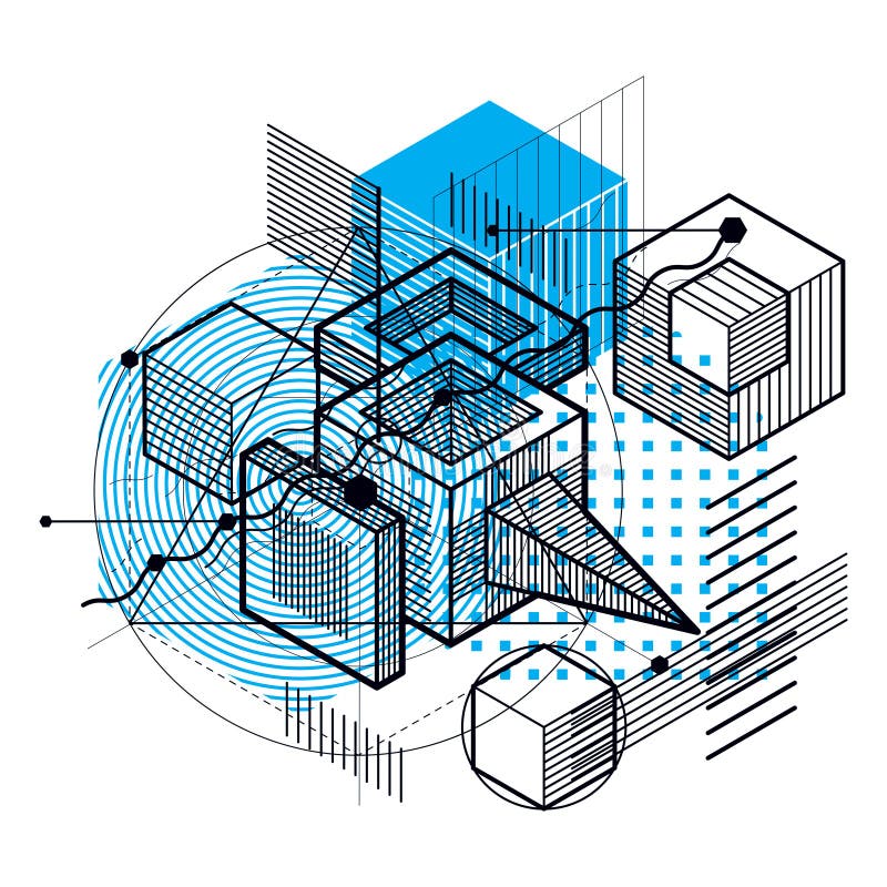 Isometric linear abstract vector background, lined abstraction. royalty free illustration