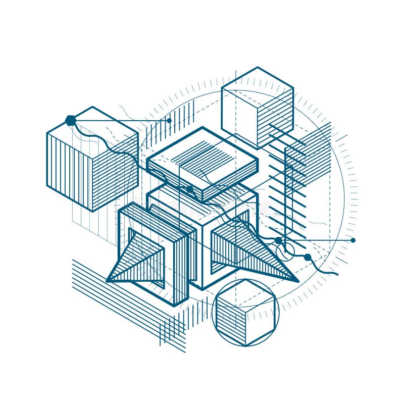 Isometric linear abstract vector background, lined abstraction. vector illustration