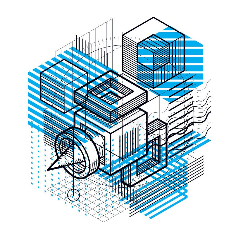 Isometric linear abstract vector background, lined abstraction. vector illustration