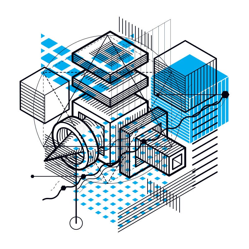 Isometric linear abstract vector background, lined abstraction. stock illustration