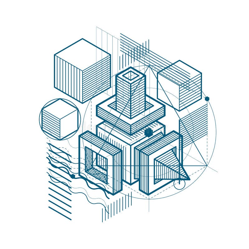 Isometric linear abstract vector background, lined abstraction. vector illustration