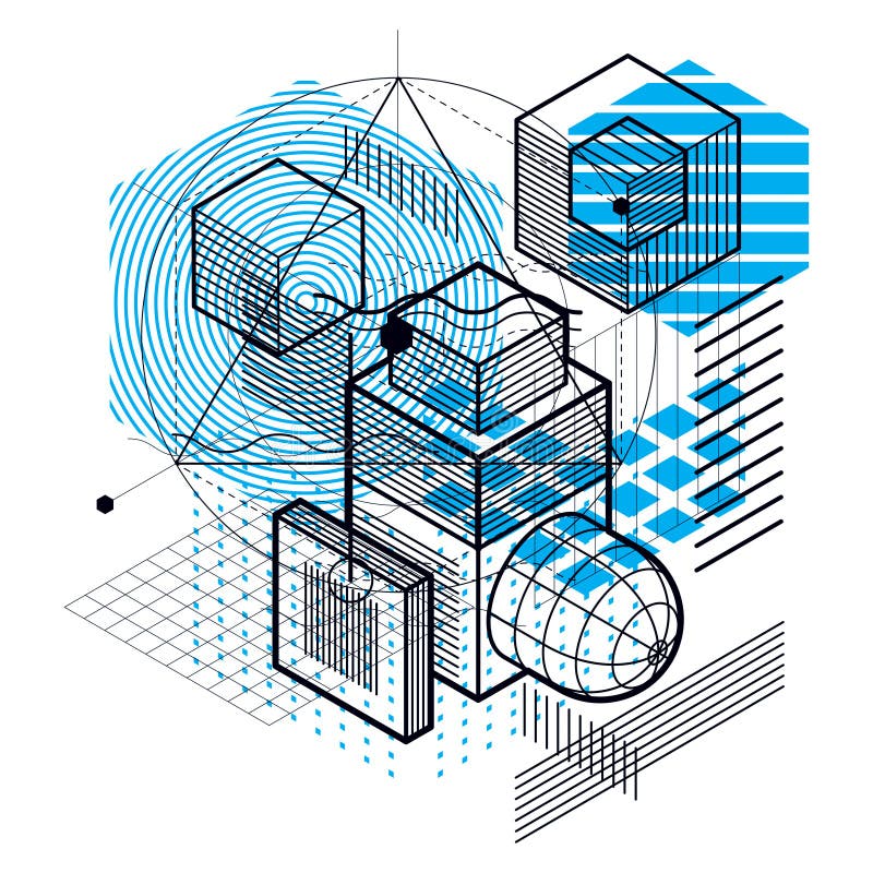 Isometric linear abstract vector background, lined abstraction. stock illustration