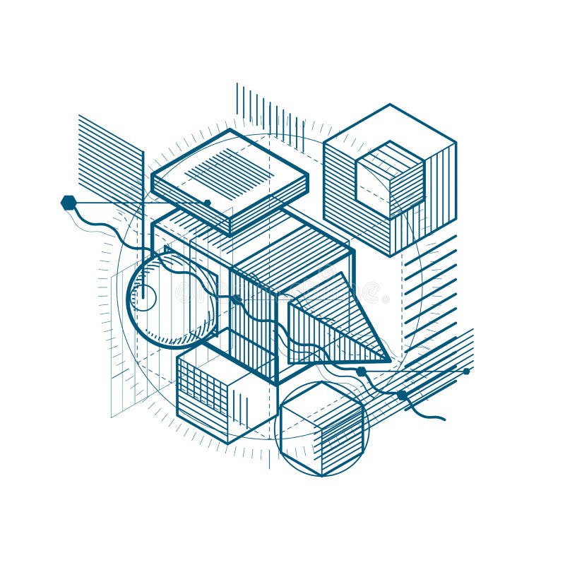 Isometric linear abstract vector background, lined abstraction. vector illustration