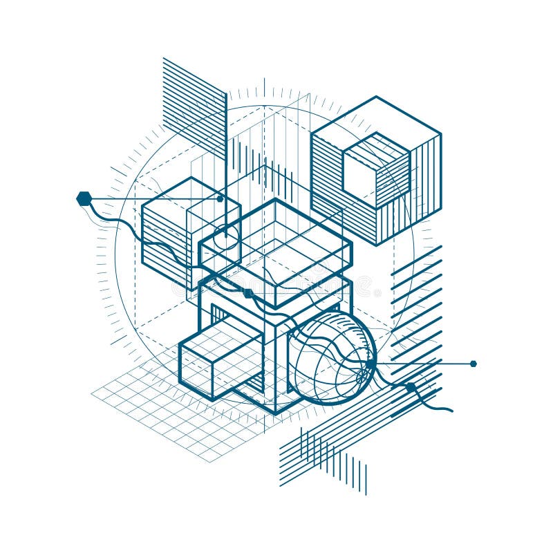 Isometric linear abstract vector background, lined abstraction. vector illustration