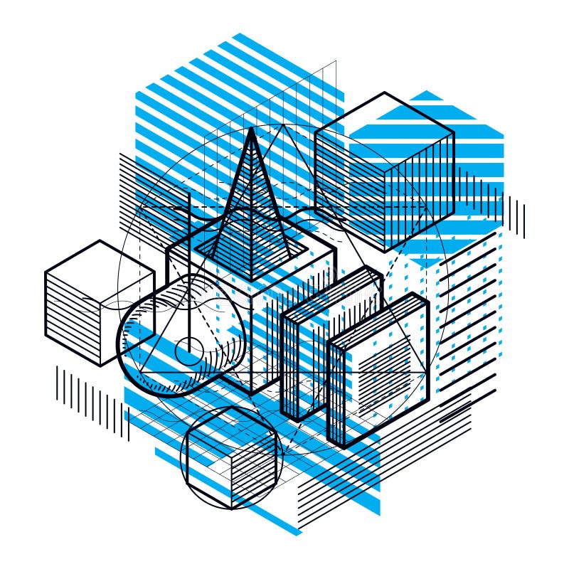 Isometric linear abstract vector background, lined abstraction. royalty free illustration