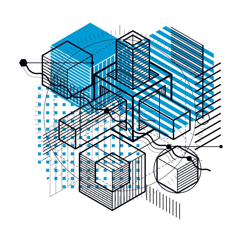 Isometric linear abstract vector background, lined abstraction. vector illustration