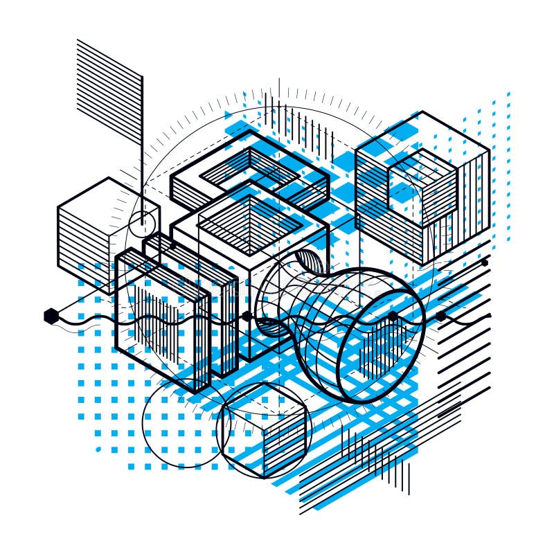 Isometric linear abstract vector background, lined abstraction. royalty free illustration