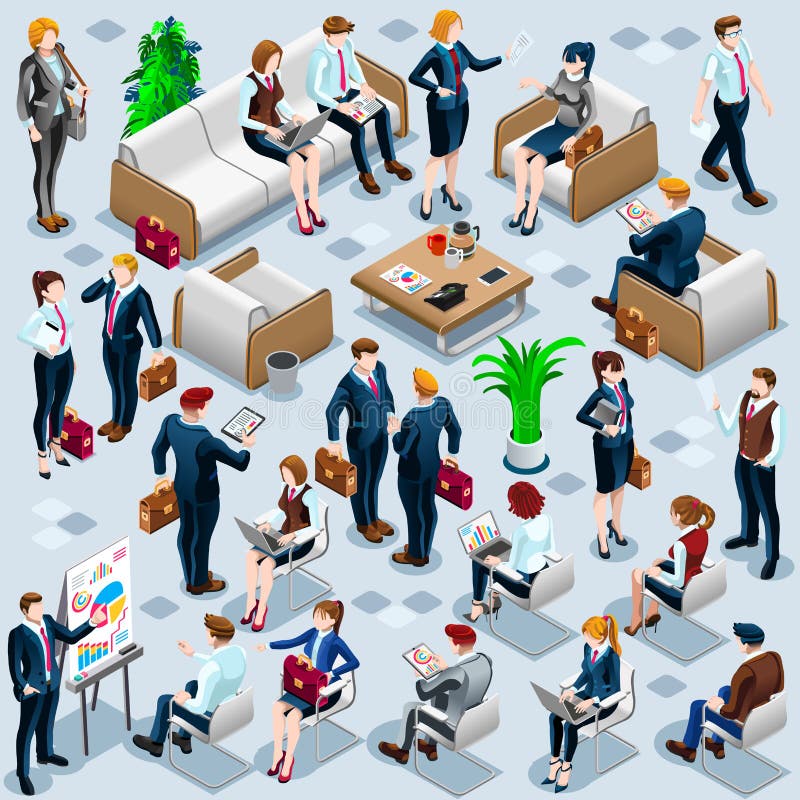 Isometric ludzie biznesu personelu 3D ikony Ustalonej Wektorowej ilustraci royalty ilustracja Isometric ludzie biznesu personelu 3D ikony Ustalonej Wektorowej ilustraci royalty ilustracja
