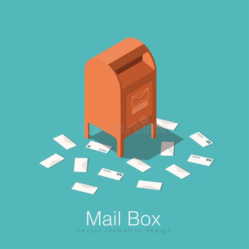 Isometric mail box vector illustration