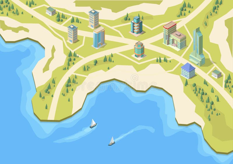 Isometric Map of Coastal Area