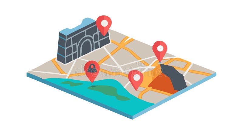 Isometric Map with Multiple Location Pins, vector design Generative AI vector illustration