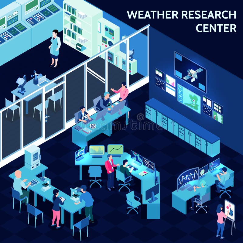 Isometric Meteorological Weather Center Composition stock illustration